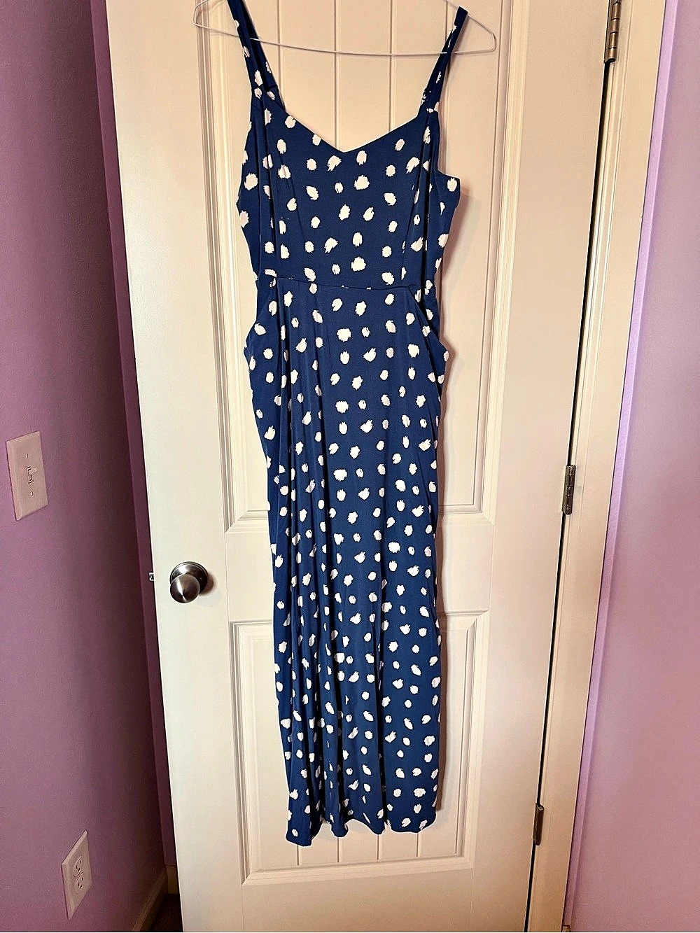 41 HAWTHORN Beatriz Maxi Dress with Side Slits Blue & White Medium